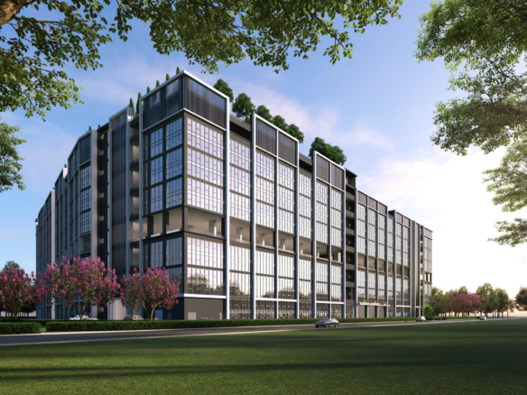 Modern Industrial Facade Rendering For Armani Bizcore Bukit Raja