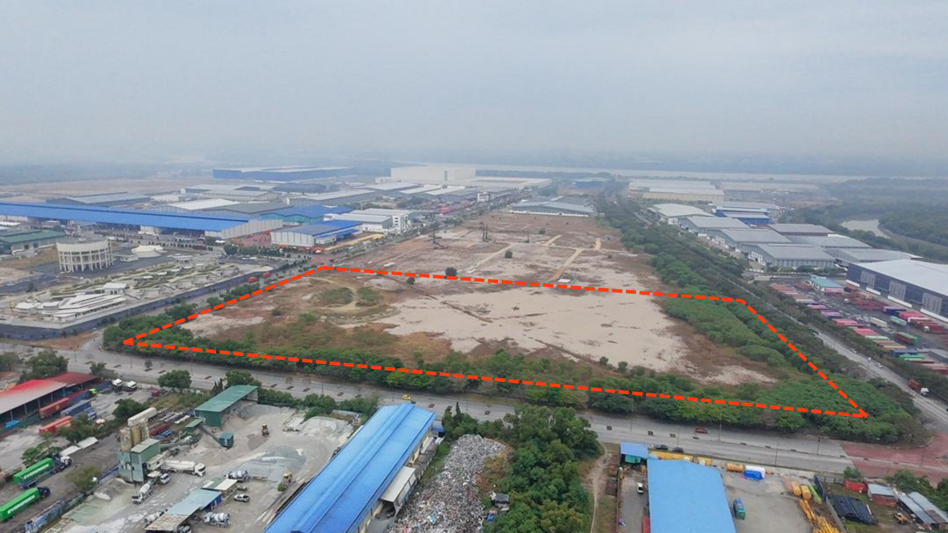 Pulau Indah Industrial Land for Sale – 20.8 Acres Corner Land | Ready Infrastructure